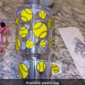 Softball Themed Clear Plastic Cup